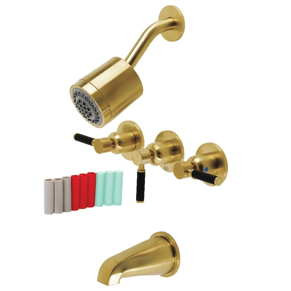 Tub and Shower Faucet, Brushed Brass, Wall Mount